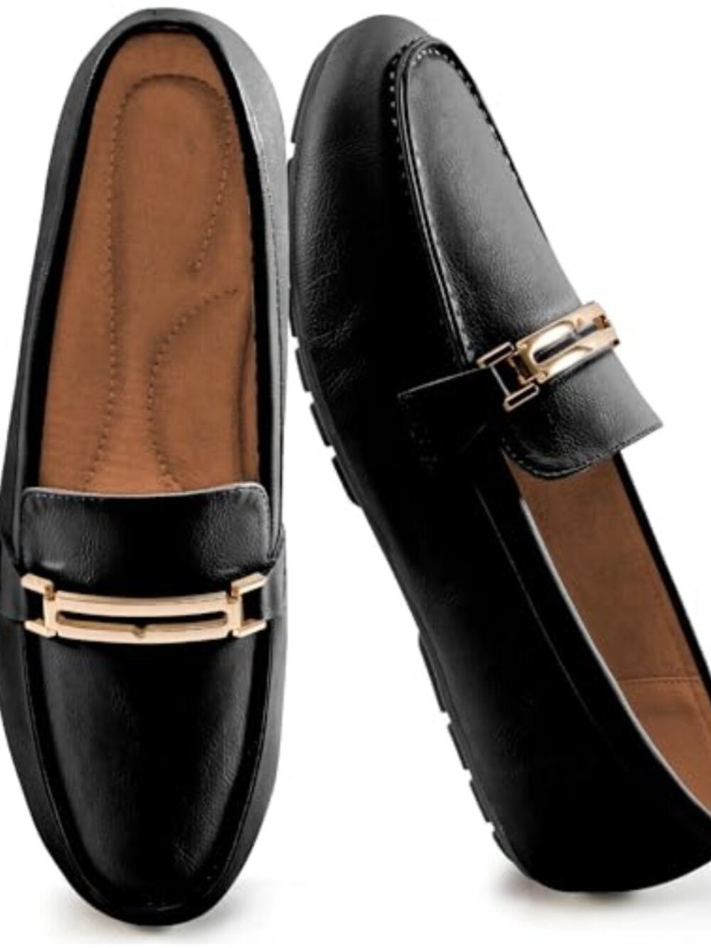 Womens Loafers PU Leather Slip-On Penny Loafers Comfortable Driving Flats